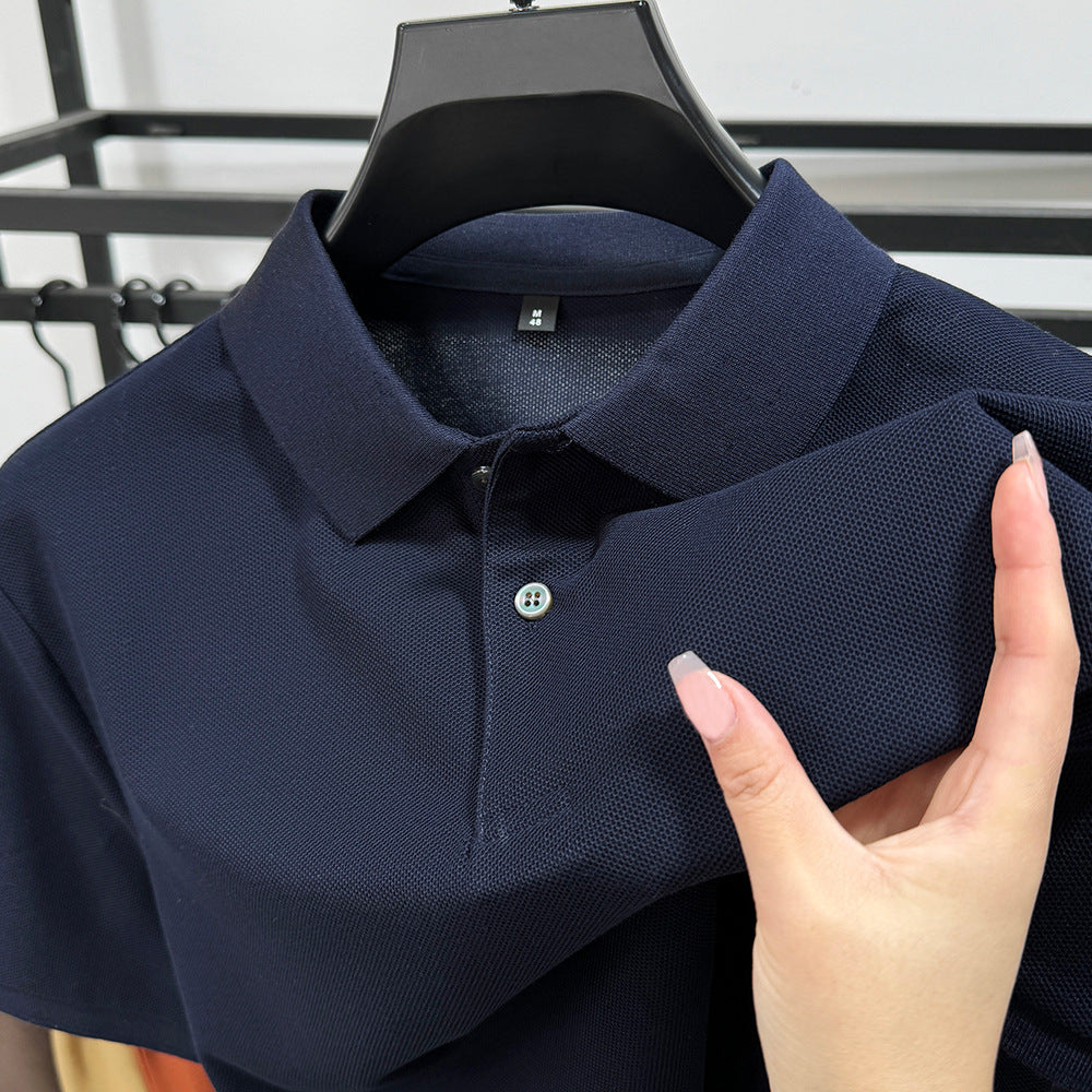 Heavyweight Mens Polo Shirt Short-sleeved T-shirt With A Turn-down Collar by Ricaloux