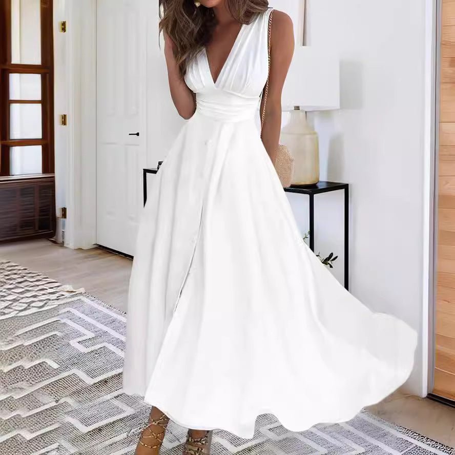 European And American V-neck Chest Wrap Dress - RICALOUX