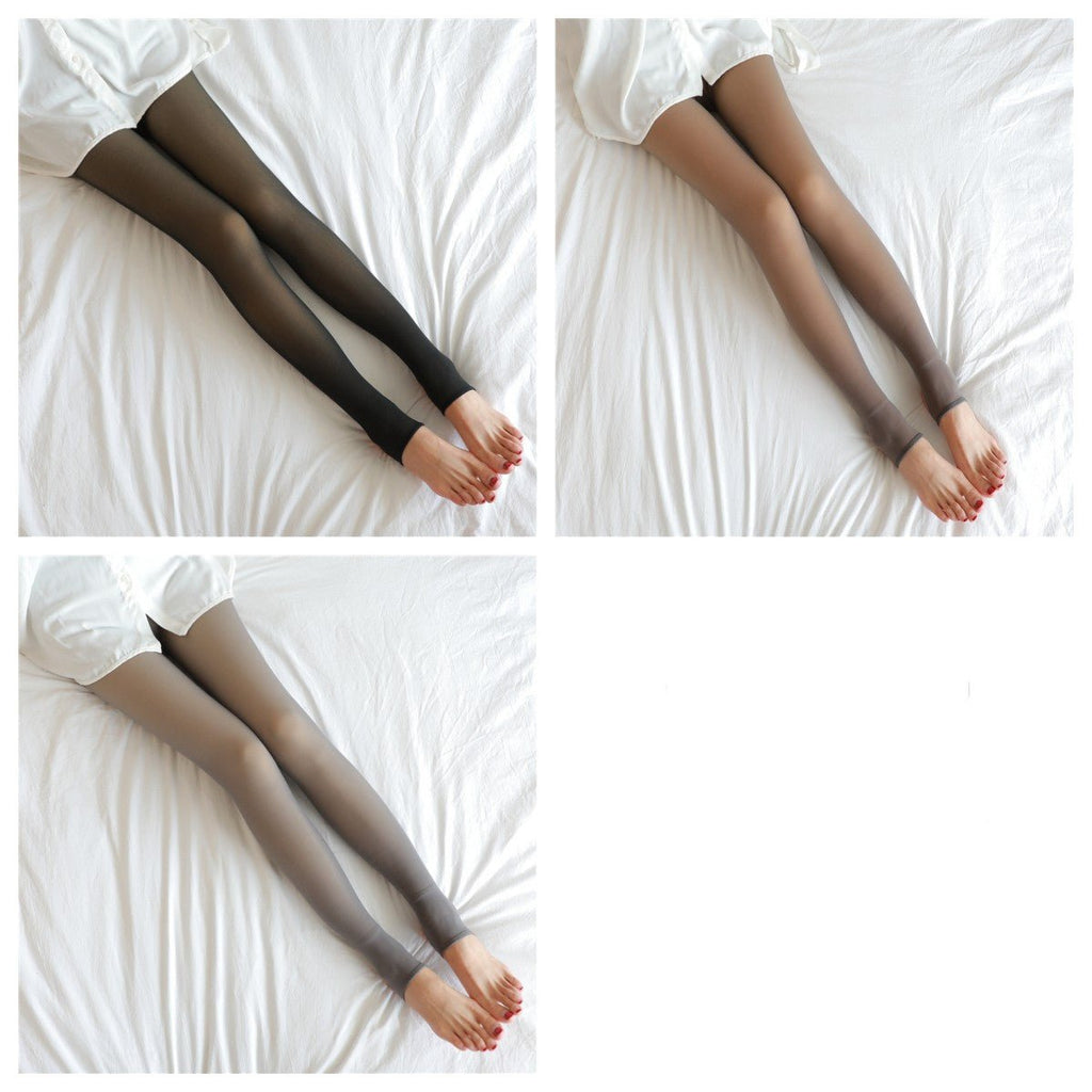Fake Translucent Plus Size Leggings Fleece Lined Tights Fall And Winter Warm Fleece Pantyhose Women Fleece Lined Pantyhose Thermal Winter Tights - RICALOUX