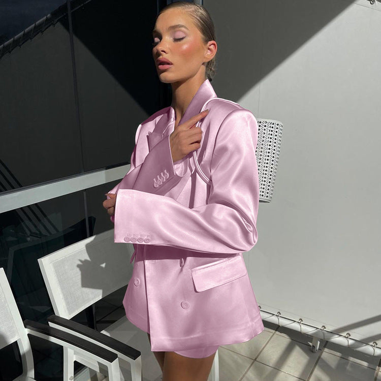 Double Breasted Oversized Blazer & High Waist Mini Skirt 2-Piece Suit – Premium 4 | RICALOUX