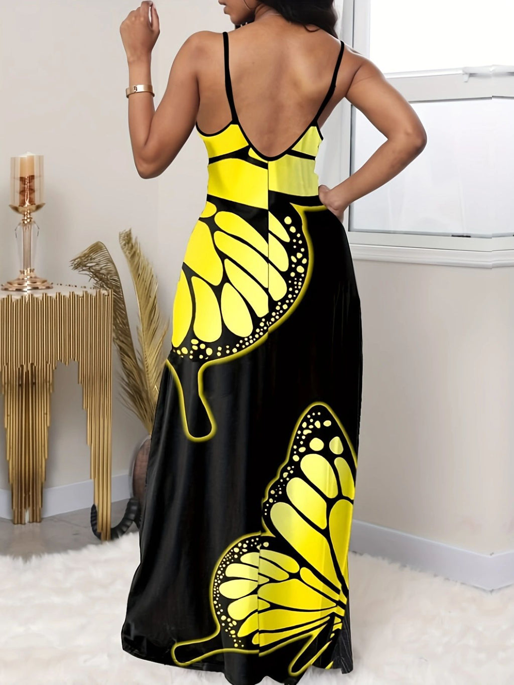 Summer New Sleeveless V-neck Pullover Butterfly Loose Sling Dress - RICALOUX