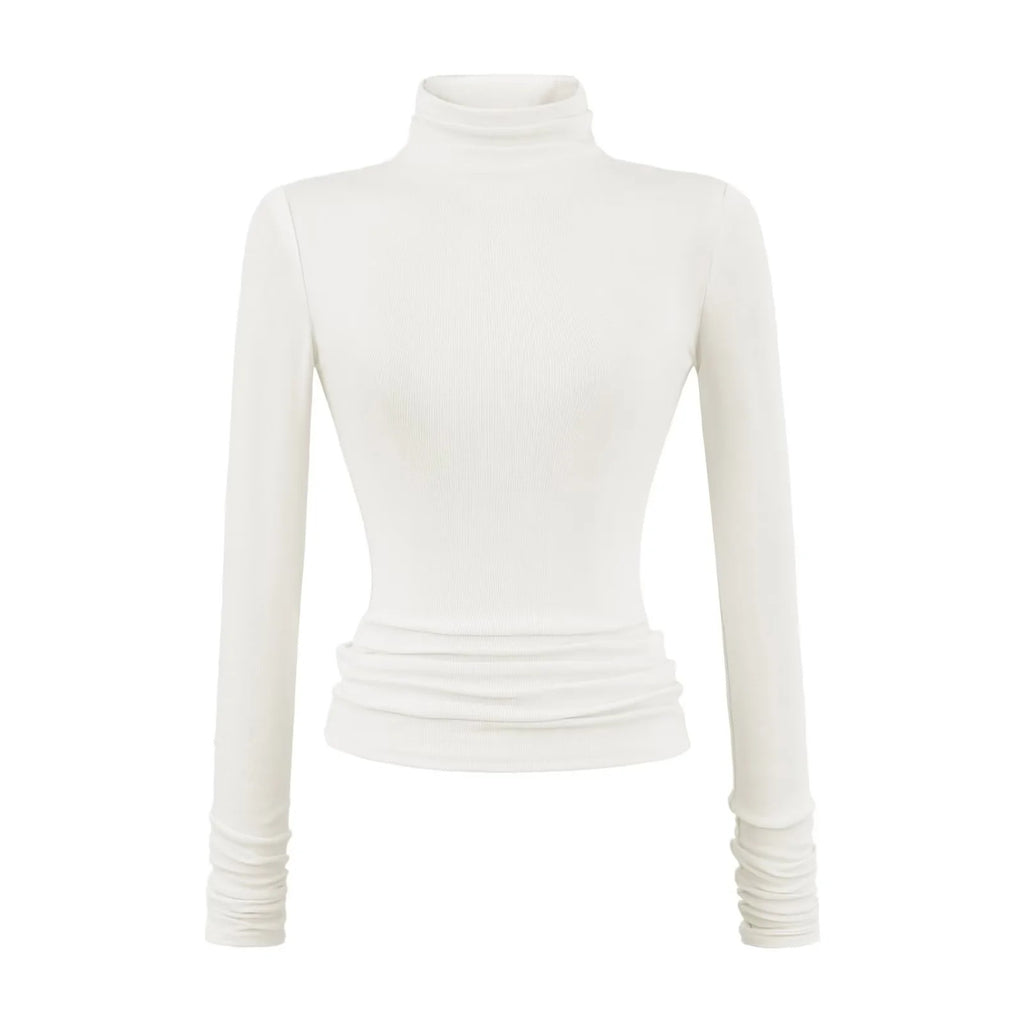 Stretchy Turtleneck Base Layer Womens Slim-Fit Long-Sleeve T-Shirt – Premium 0 | RICALOUX