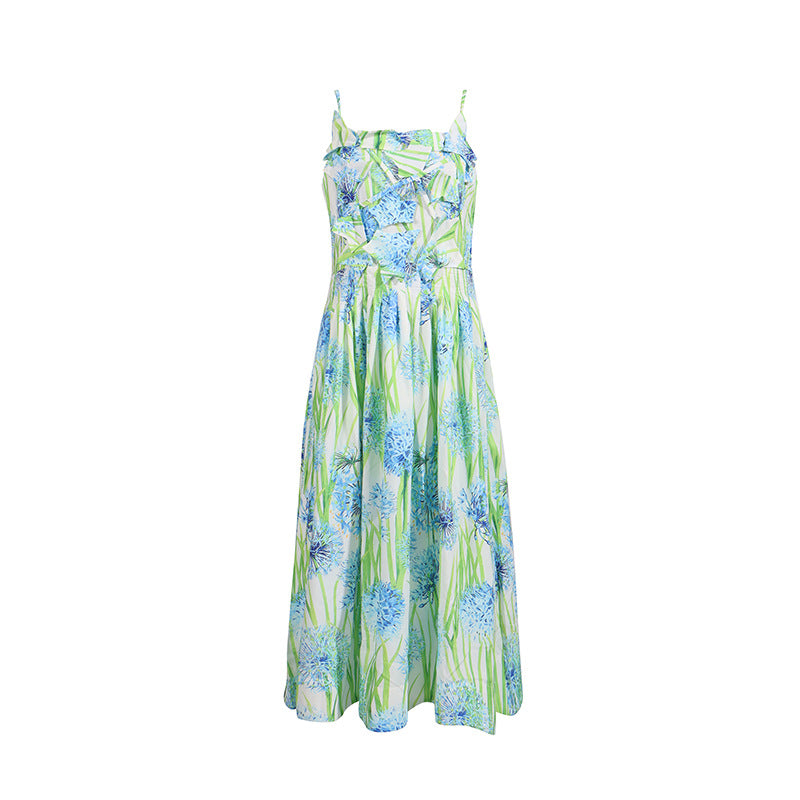 Strap High Waisted Floral Dress by Ricaloux