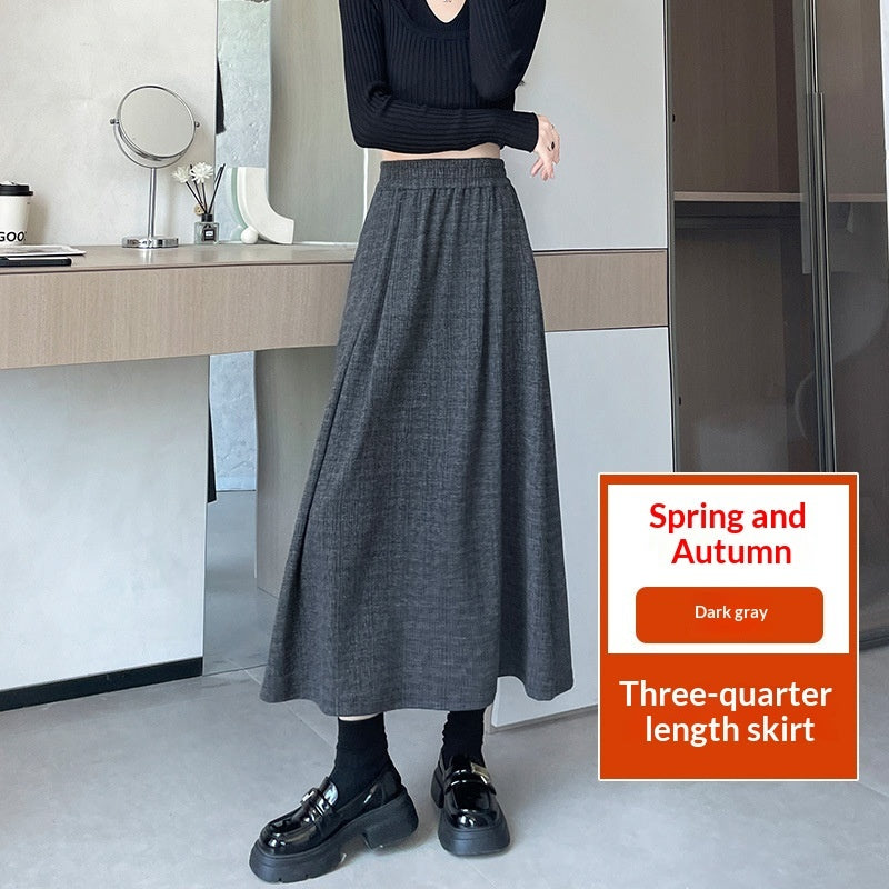 Elastic-waist Skirt Figure-flattering Mid-length Draped Skirt For Plus-size Women – Premium 0 | RICALOUX