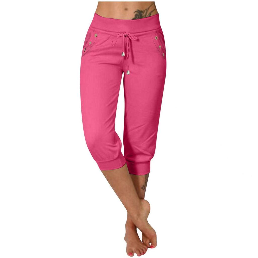 Tight-fitting High-waisted Drawstring-pocket Sweatpants by Ricaloux