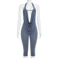 Womens Solid-color Spicy-chic Slimming Draped-neck Halter Set by Ricaloux