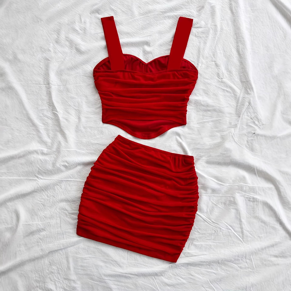 Womens Fashionable And Sexy Cinched-At-The-Waist Tube Top Set by Ricaloux