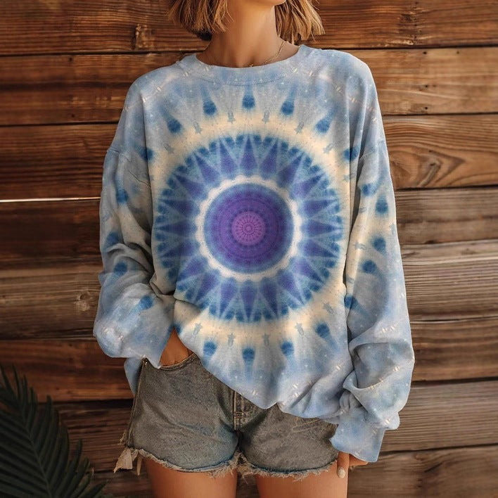 Womens Fashionable, Versatile Printed Crew-neck Sweatshirt – Premium 0 | RICALOUX