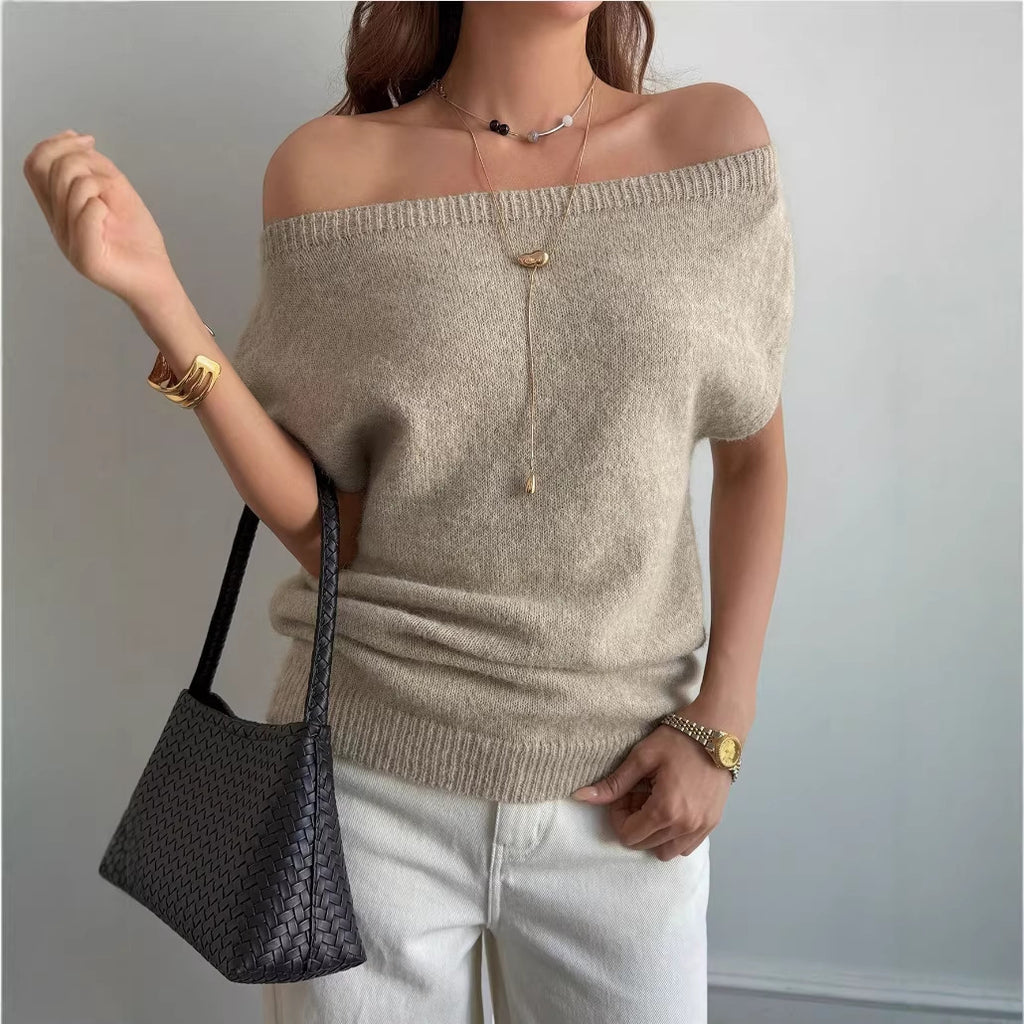 Womens Off-shoulder Short-sleeve Knit Top – Premium 0 | RICALOUX