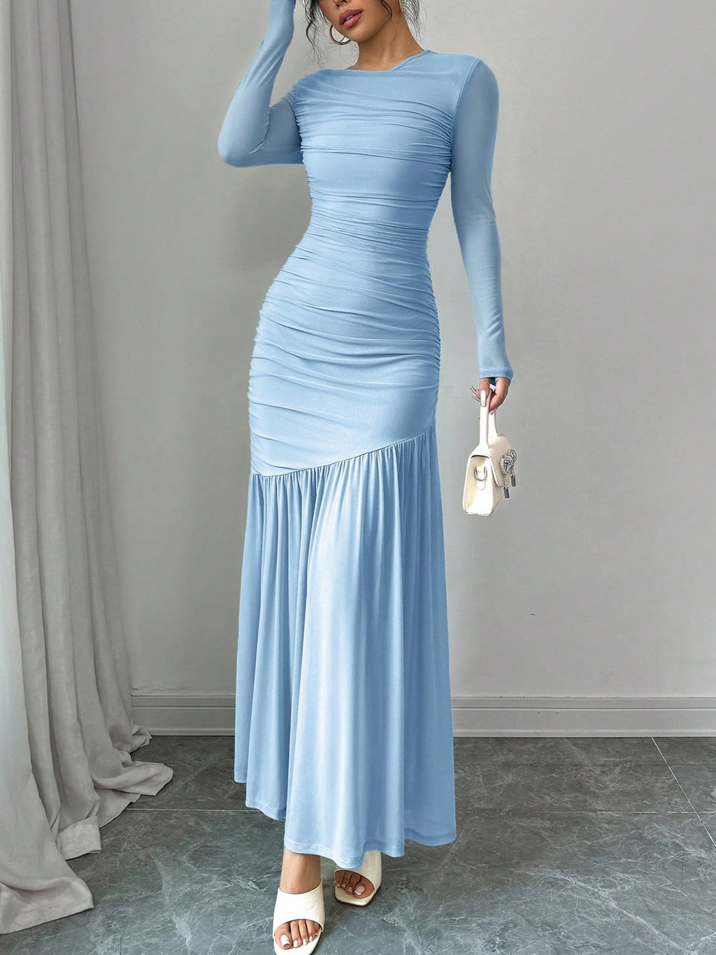 Fashionable Slim-fit Pleated Elegant Long-sleeve Dress – Premium 0 | RICALOUX