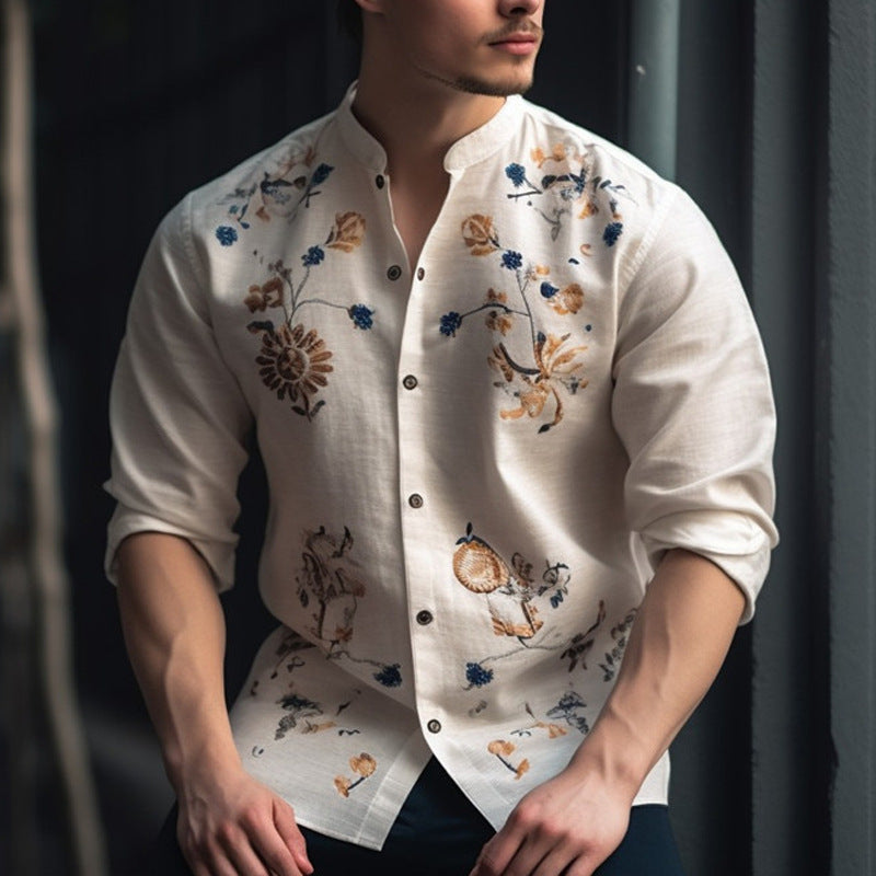 Mens Breathable Long-sleeve Printed Shirt by Ricaloux