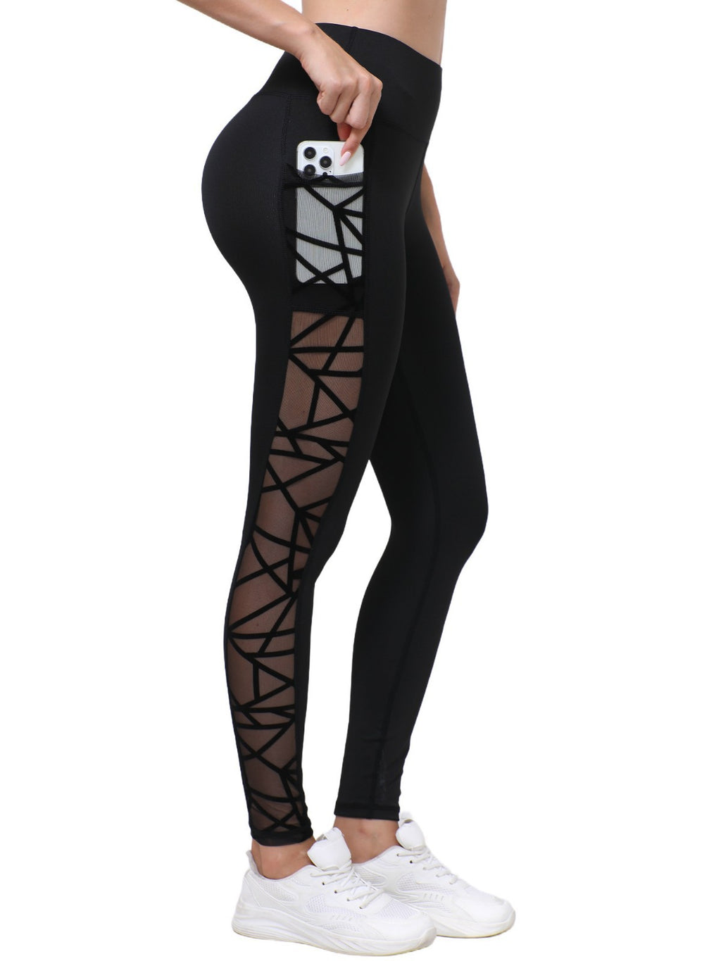 New Arrival Best-Selling Yoga Pants, Sports & Outdoor Skinny Leggings With Butt-Lifting Design, Spliced Mesh And Pockets by Ricaloux
