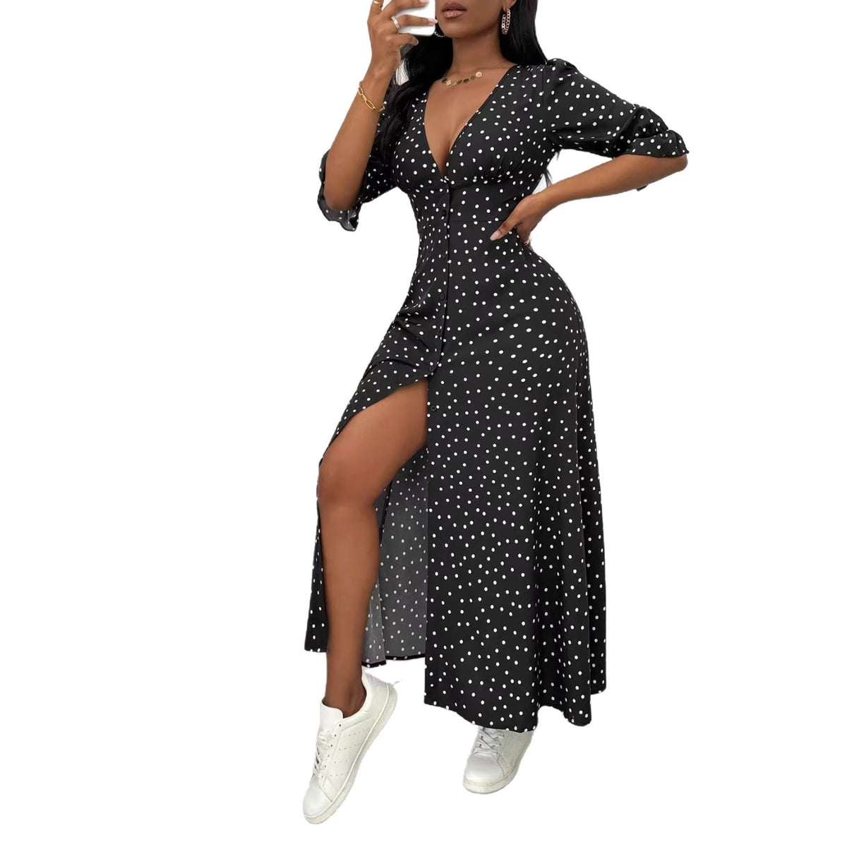 Polka-dot Elegant Casual Dress For Women by Ricaloux
