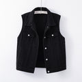 Womens Casual Loose-fit Denim Vest Jacket by Ricaloux