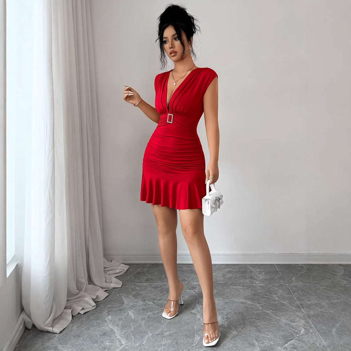 Fishtail Hemline Short Dress For Women by Ricaloux