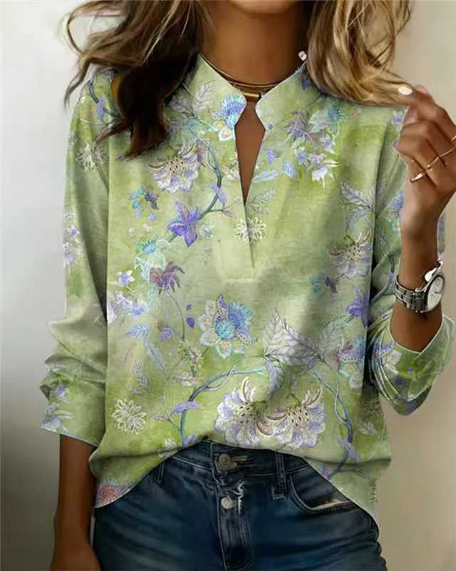 Pullover Versatile Spring Summer Long-sleeve Blouse Top by Ricaloux