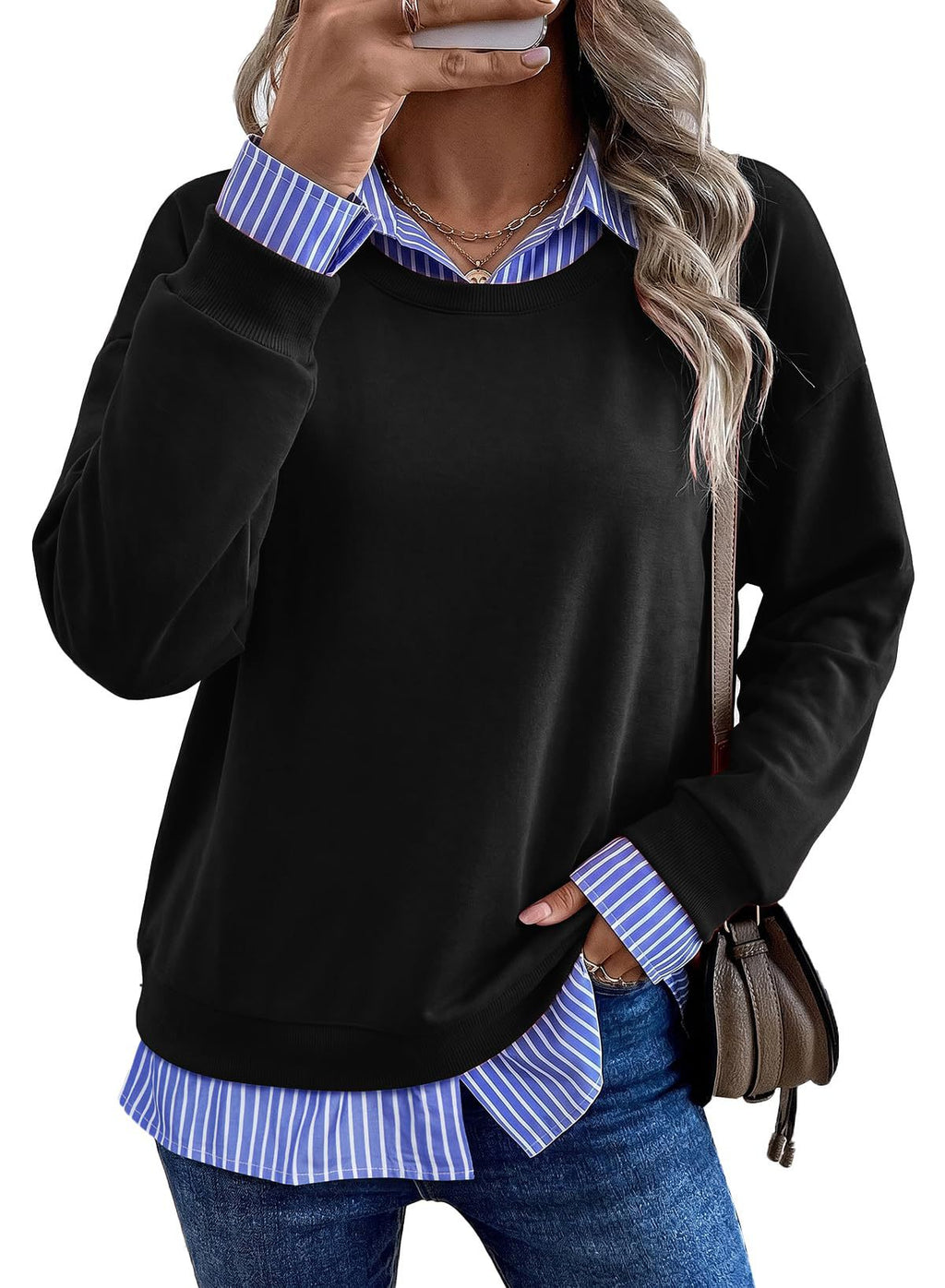 Stylish Casual Lapel Mock Two-piece Hoodie – Premium 0 | RICALOUX