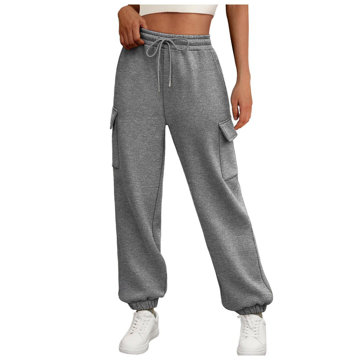 Women's Sweatpants Fleece Lined Baggy Athletic Jogger Trousers With Pockets Fall Casual Trendy Cargo Pants Fall Outfits - RICALOUX