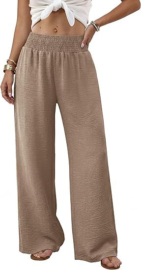Womens Relaxed-fit High-waisted Casual Wide-leg Trousers With Pleats by Ricaloux