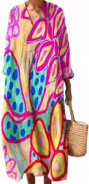 Retro-style Loose-fitting Beach Dress For Women by Ricaloux