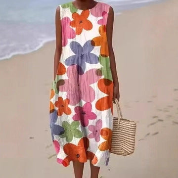 Retro-style Loose-fitting Beach Dress For Women by Ricaloux