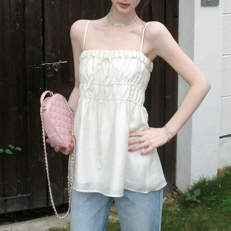 Sweet Slimming Linen Top With Thin Straps – Premium 0 | RICALOUX