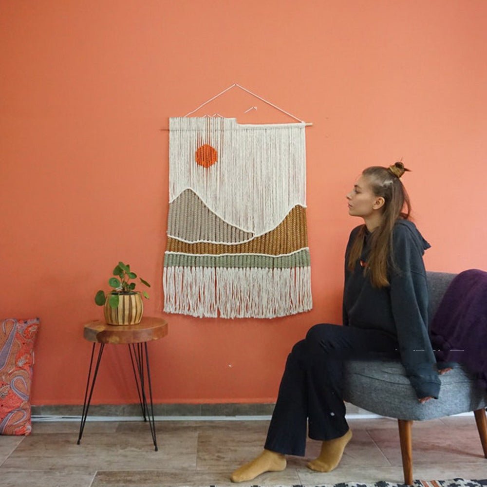 Hand Woven Tapestry Landscape Fringe Home Decor - RICALOUX
