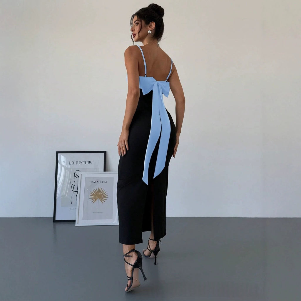 New Womens Backless Color Block Dress – Premium 0 | RICALOUX