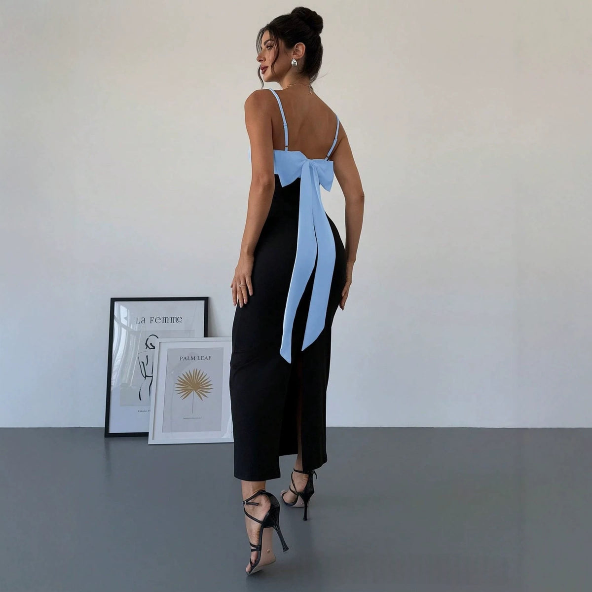 New Womens Backless Color Block Dress – Premium 0 | RICALOUX