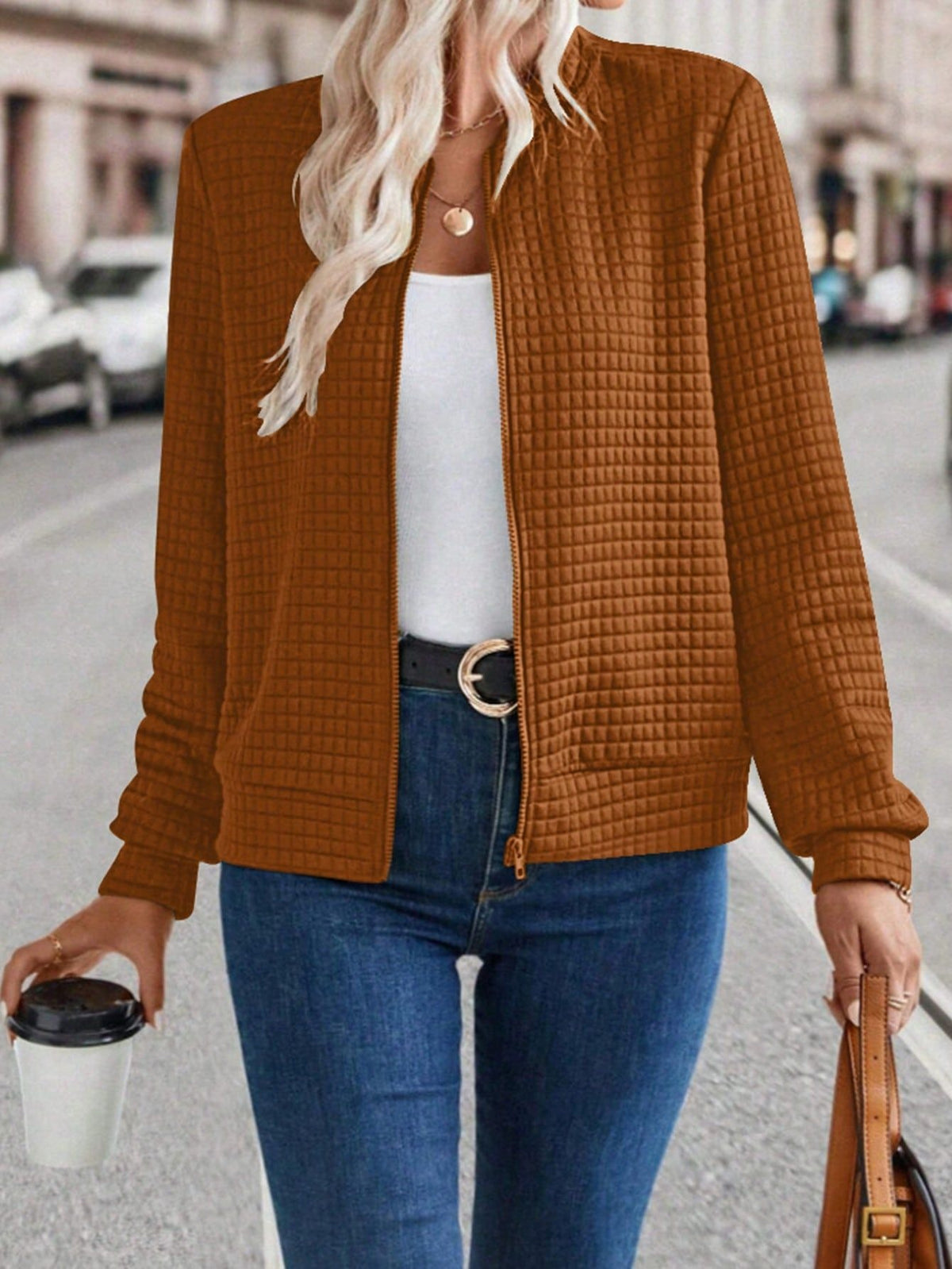 Hot Selling New Arrival Women's Long Sleeve Zip-Up Solid Color Decorative Cardigan, Solid Casual Outerwear For Ladies – Premium 4 | RICALOUX