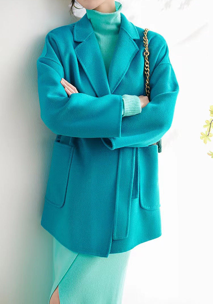Mid-length Double-faced Wool Belted Coat by Ricaloux