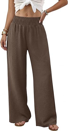 Womens Relaxed-fit High-waisted Casual Wide-leg Trousers With Pleats by Ricaloux