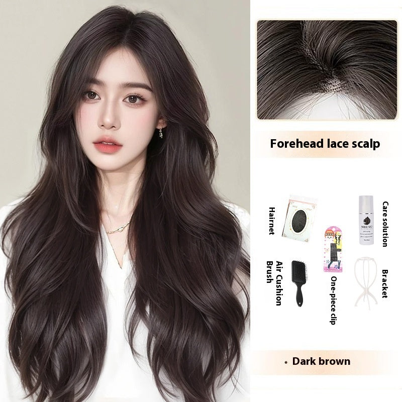 Jaulin Wig Women's Long Hair Forehead Lace Full-head Wig Mid-length Long Straight Hair Full Top Wig by Ricaloux