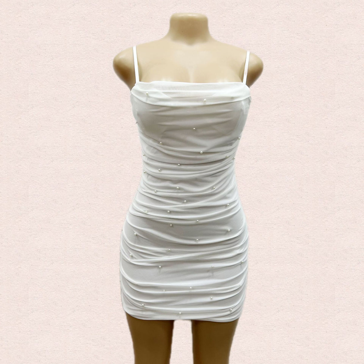 Stretch Mesh-strapped Pearl-embellished Sexy Slim-fit Mini Dress – Premium 0 | RICALOUX