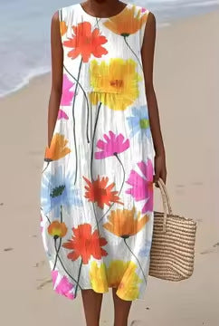 Retro-style Loose-fitting Beach Dress For Women by Ricaloux