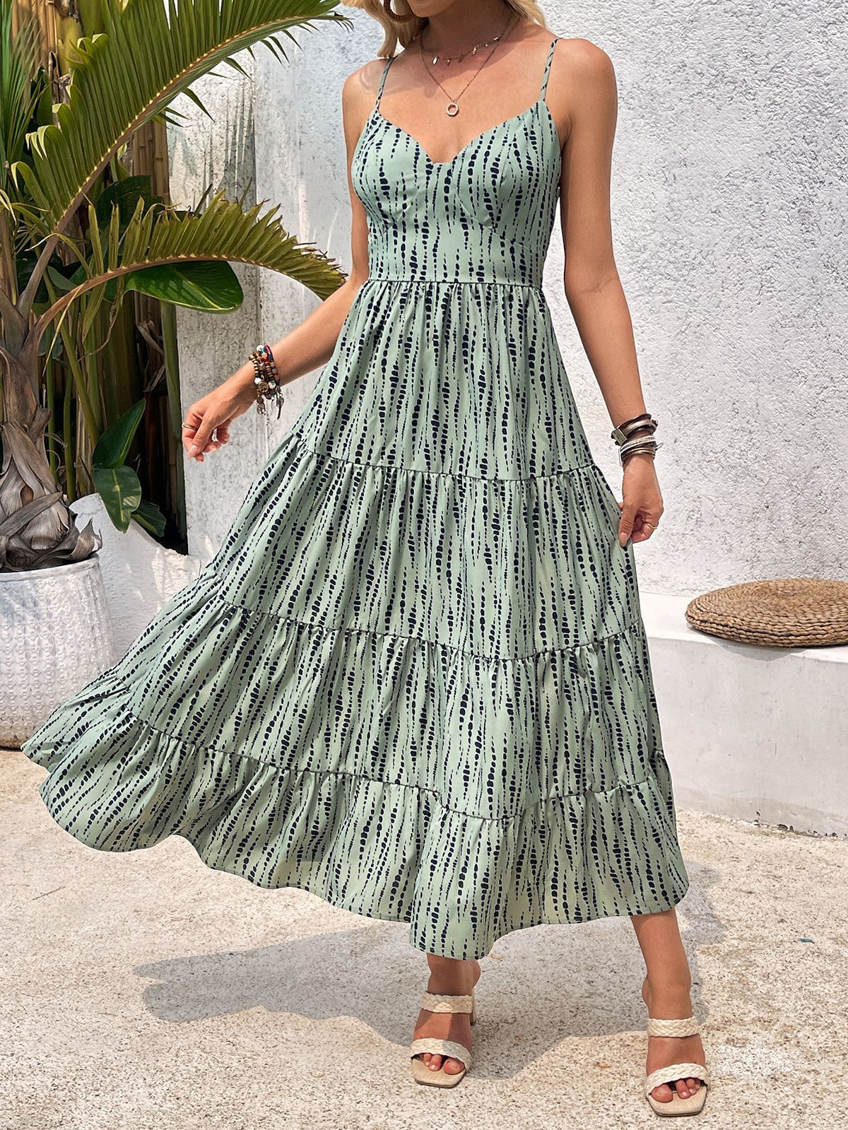 Summer Strap Backless Lace-up Striped Dress – Premium 0 | RICALOUX