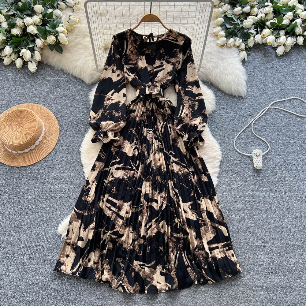 Womens French-style Vintage Chic Printed Dress by Ricaloux