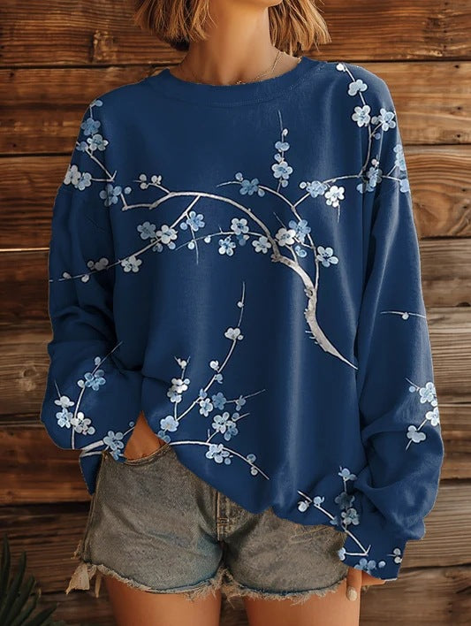 Womens Fashionable, Versatile Printed Crew-neck Sweatshirt – Premium 0 | RICALOUX