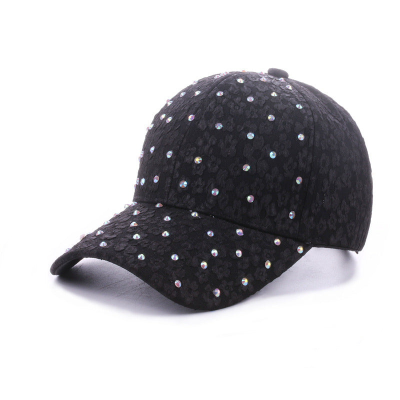 Summer Women's Lace Rhinestone Baseball Cap - Chic Style, Heavy-duty Rhinestone Craftsmanship, Sun Protection, Suitable For Dates, Daily Commutes – Premium 4 | RICALOUX