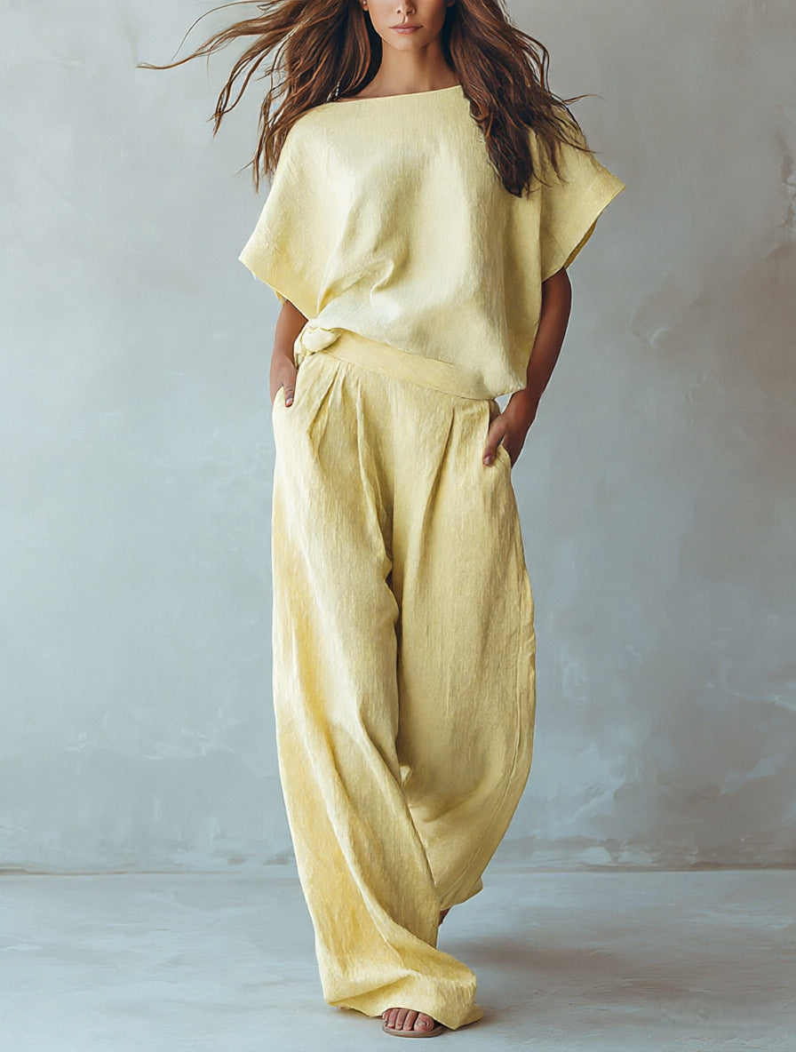 Loose-fit Figure-flattering Linen Two-piece Set by Ricaloux