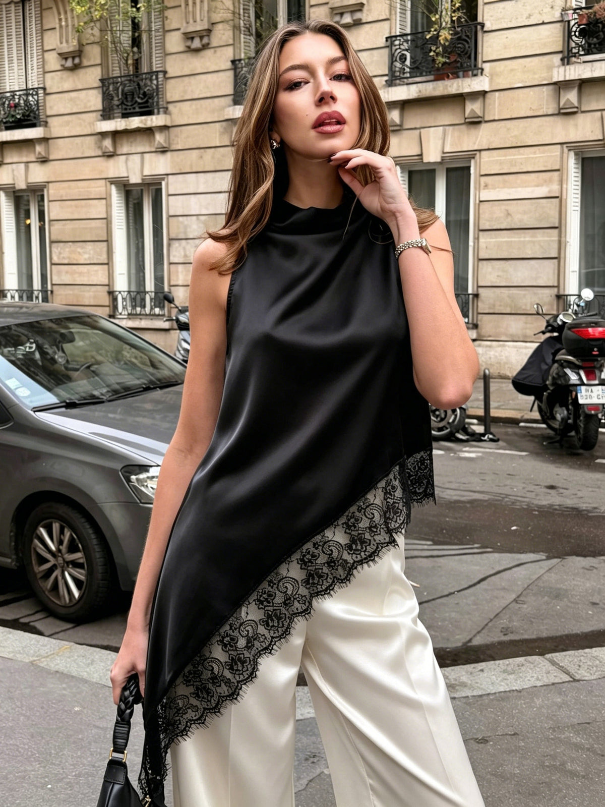 Elegant, Figure-flattering And Versatilesexy Sleeveless Lace-trimmed Top by Ricaloux