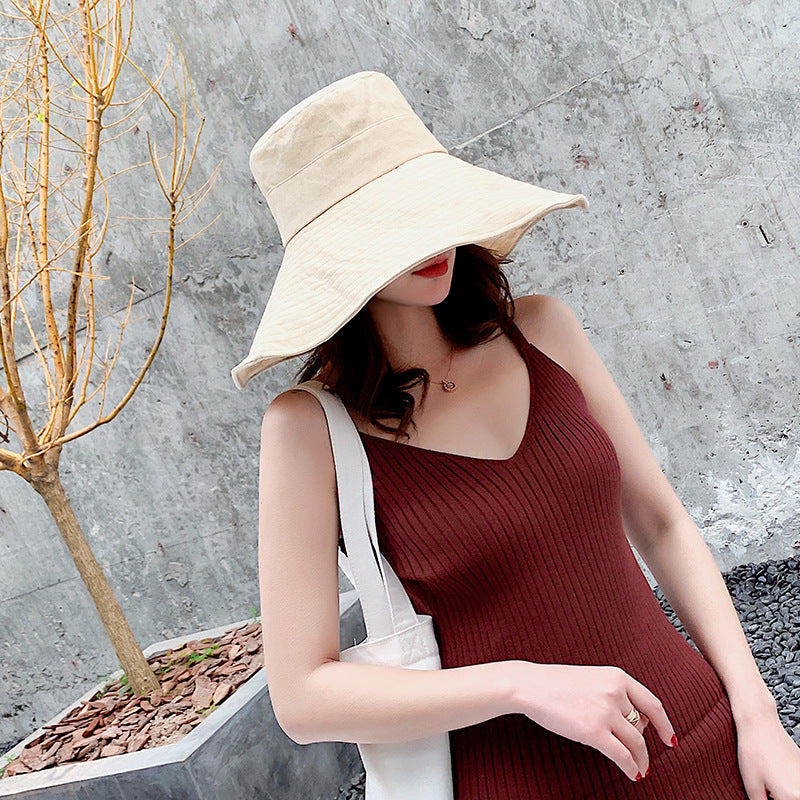 Solid-color Extra-wide-brim Sun Hat by Ricaloux