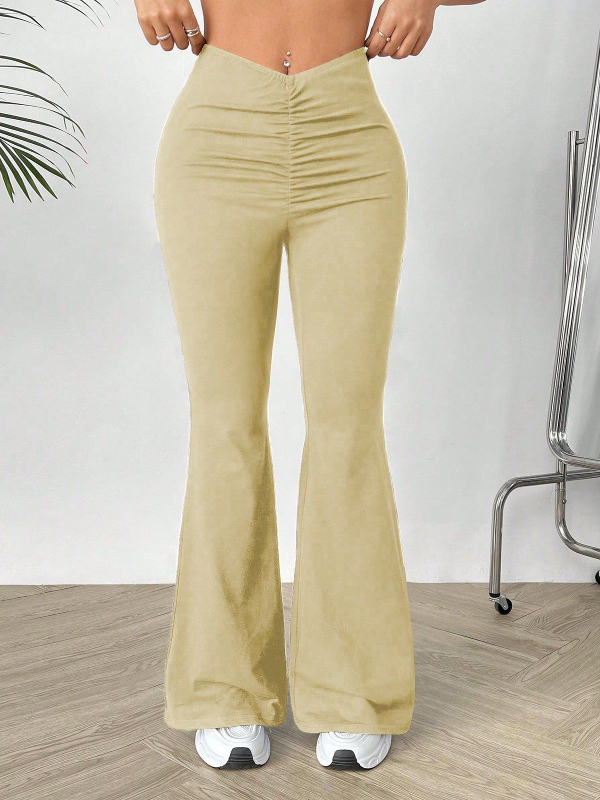 Womens V-waist Stretchy Bootcut Trousers by Ricaloux