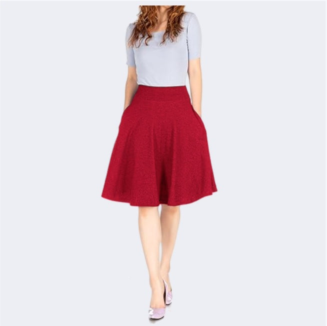 Knee-length A-line Skirt With Pockets Exuding An Elegant And Professional Vibe by Ricaloux