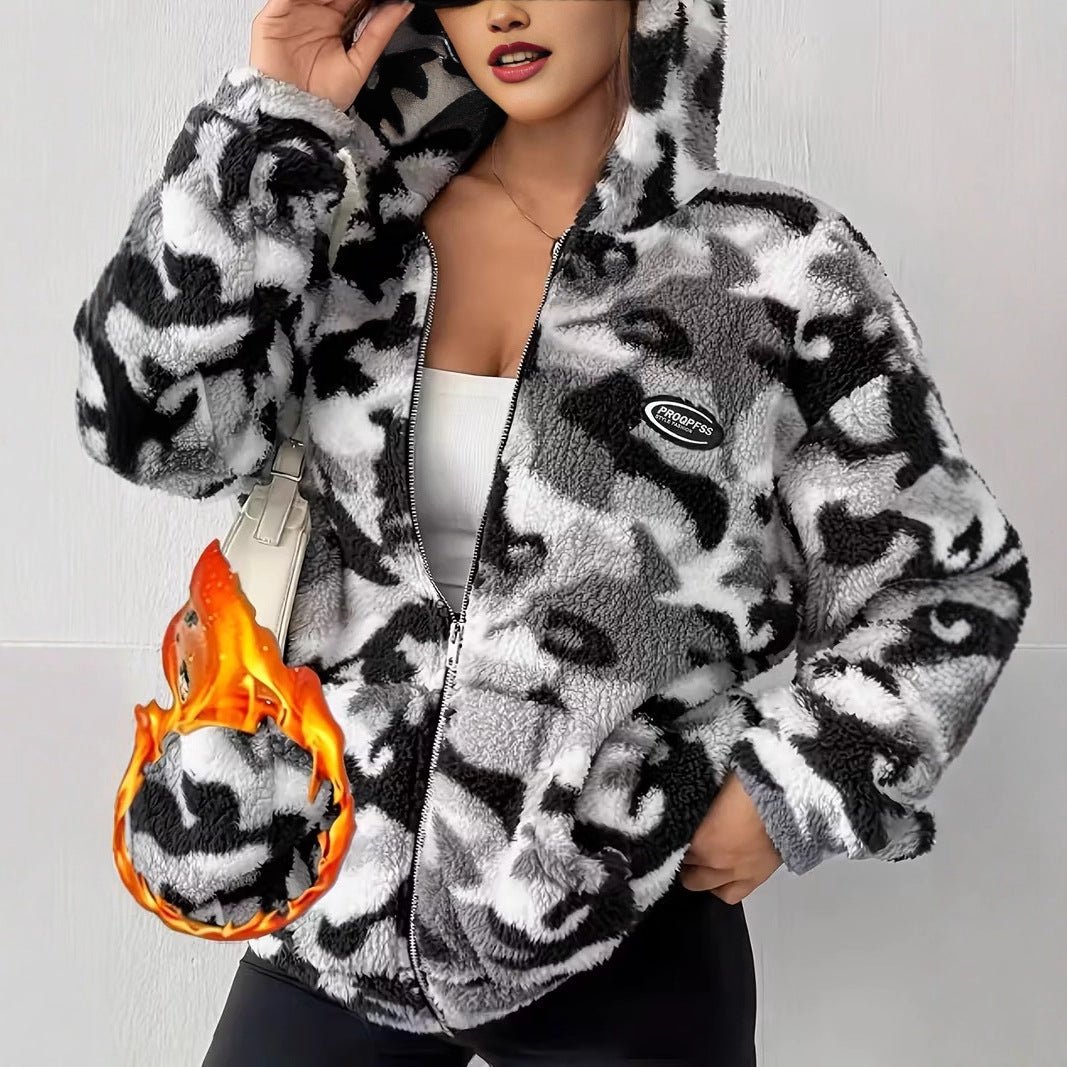 European And American Autumn And Winter Plush Camouflage Warm Jacket - RICALOUX