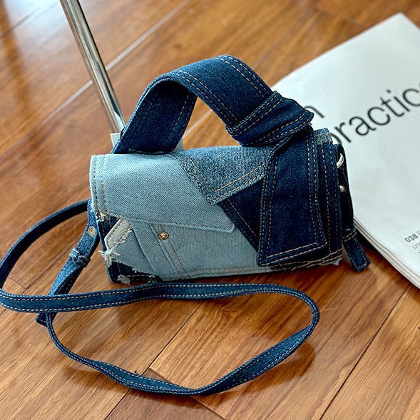 Denim Stitching Crossbody Bag Girls - RICALOUX