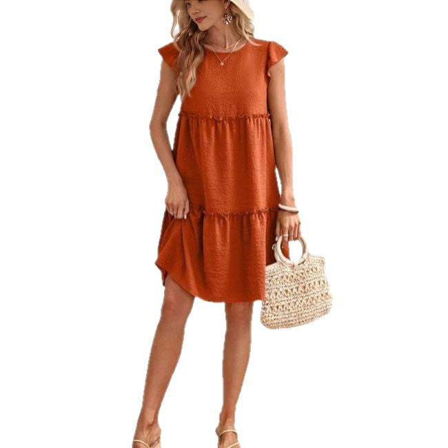 European And American-style Fashionable Thin Breathable Round-neck Sleeveless Dress by Ricaloux