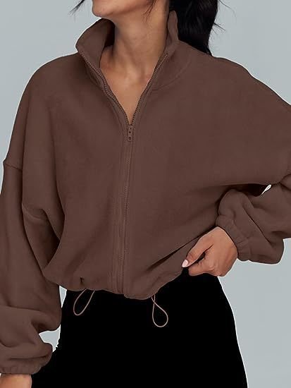 Women's Polar Fleece Sports Velvet Stand Collar Zipper Jacket - RICALOUX