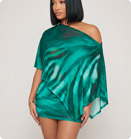 Womens Claw-print Off-shoulder Top And Bodycon Midi Skirt Two-piece Set – Premium 0 | RICALOUX
