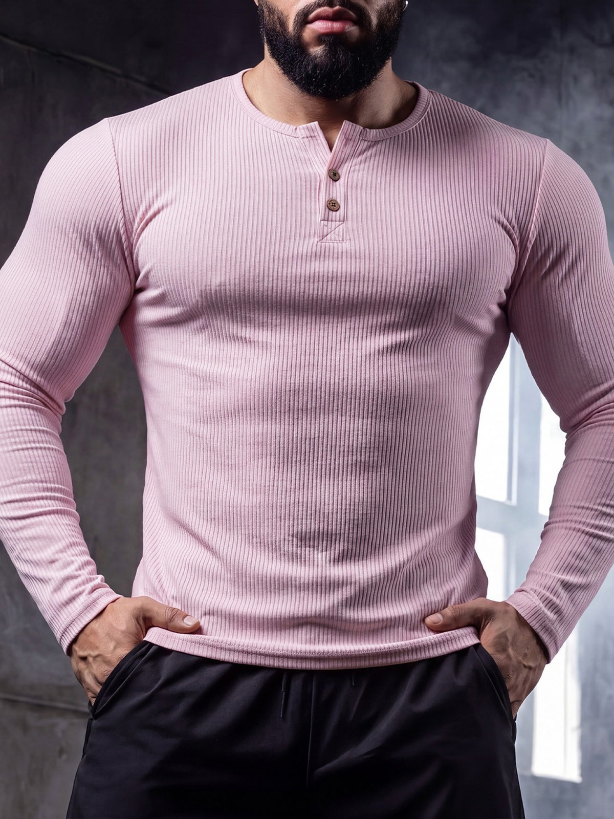 Muscle-fit Sporty-casual Half-button-down Long-sleeve – Premium 0 | RICALOUX